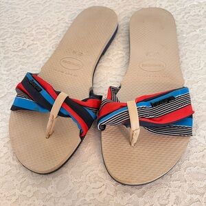 Havaianas Mix Multicolored Stripe Slide Sandals Rust Women's 9 US